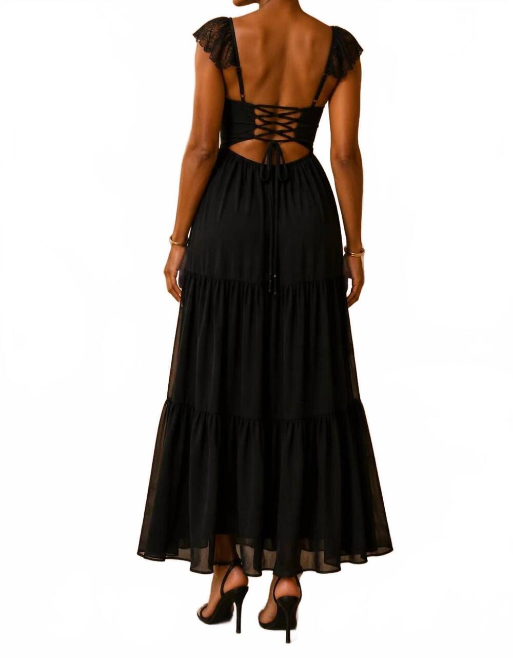 NEW FLYING TOMATO the midnight reverie dress in black - Picture 3 of 5